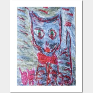 Cat red bow Posters and Art